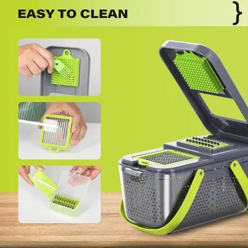 22-In-1 Sturdy Multifunctional Vegetable Chopper with Container with 13 Blades