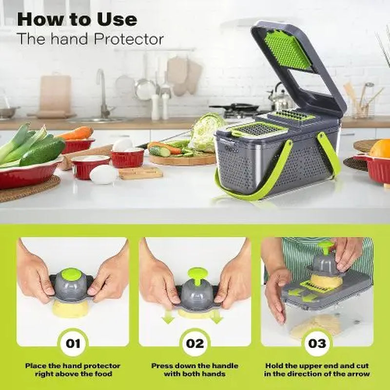 22-In-1 Sturdy Multifunctional Vegetable Chopper with Container with 13 Blades