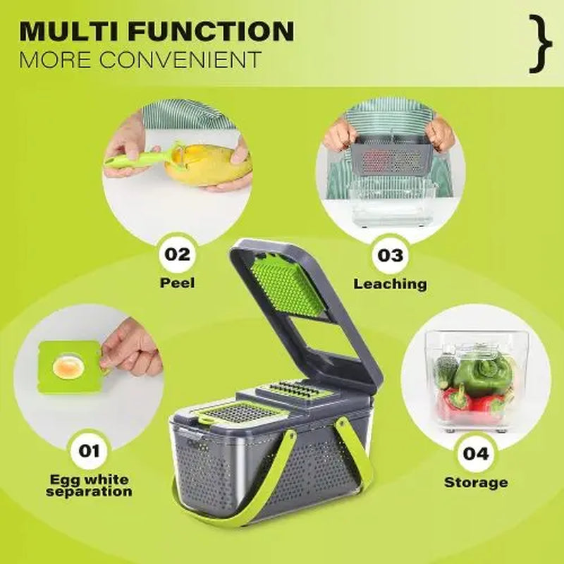 22-In-1 Sturdy Multifunctional Vegetable Chopper with Container with 13 Blades